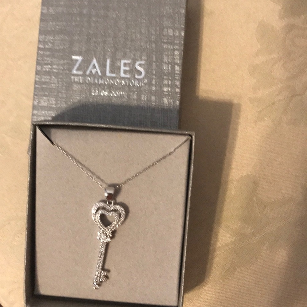 Cubic zirconium love key necklace!